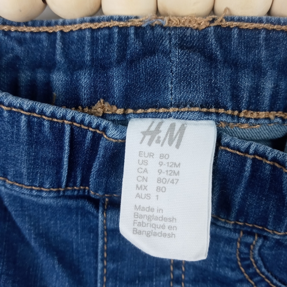 H&M girls size 9-12 mos denim elastic waist skinny jeggings no pockets on side - Picture 4 of 7